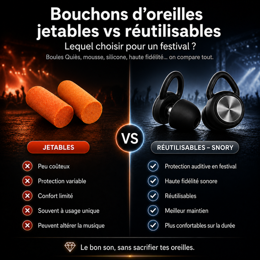 Bouchons d'oreilles jetables vs réutilisables : lequel choisir pour un festival ?